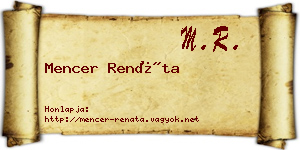 Mencer Renáta névjegykártya